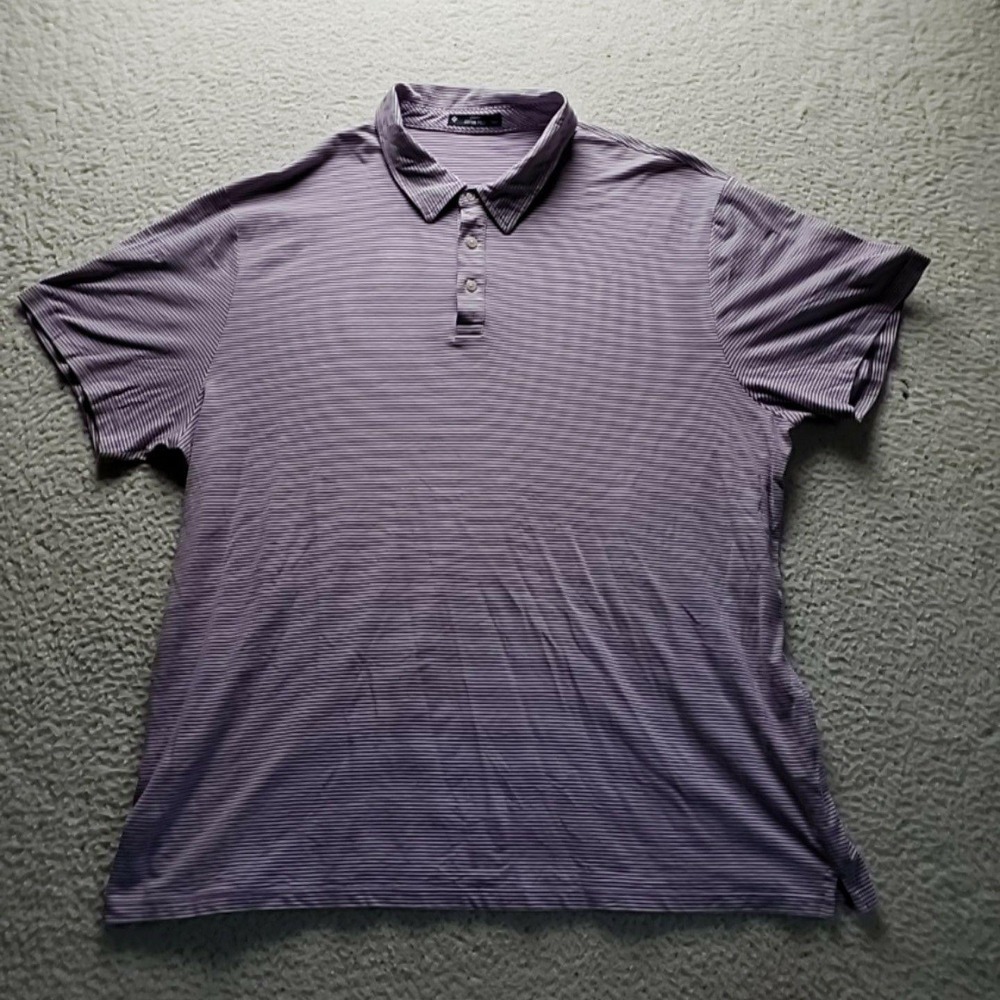 Member's Mark Polo Shirt Mens 2XL Purple Stripe Cotton Stretch Knit Casual Top